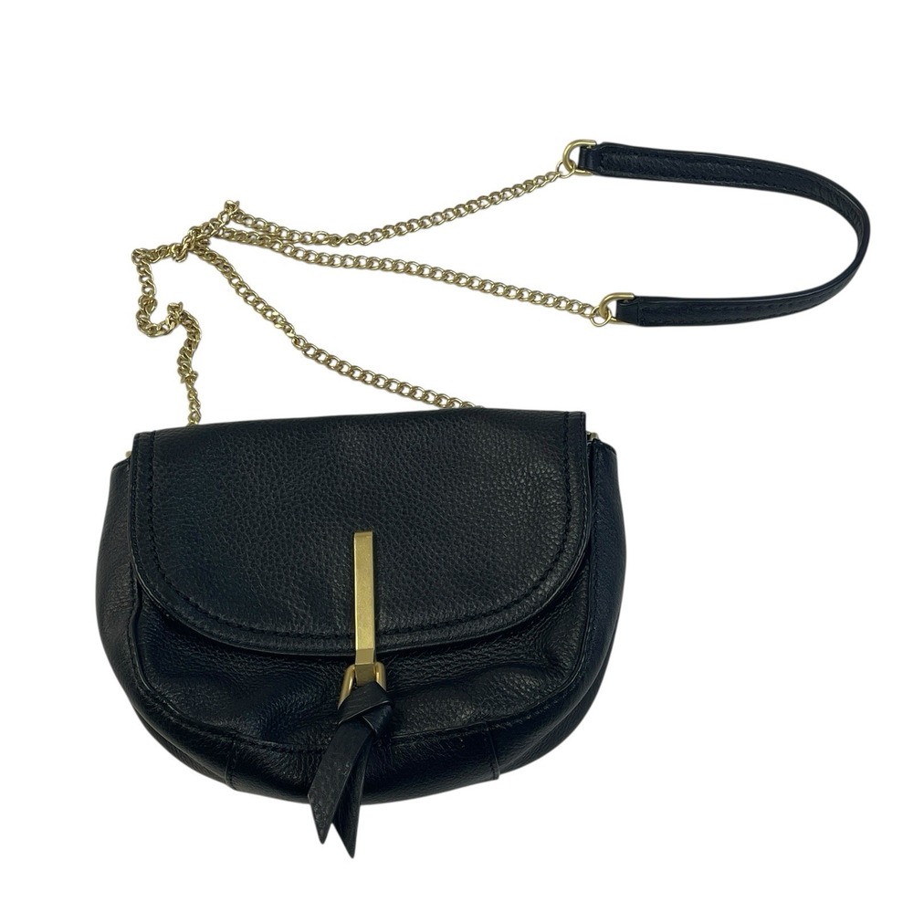 Vera Bradley Carson Black Pebbled Crossbody Bag Gold Chain Small Purse